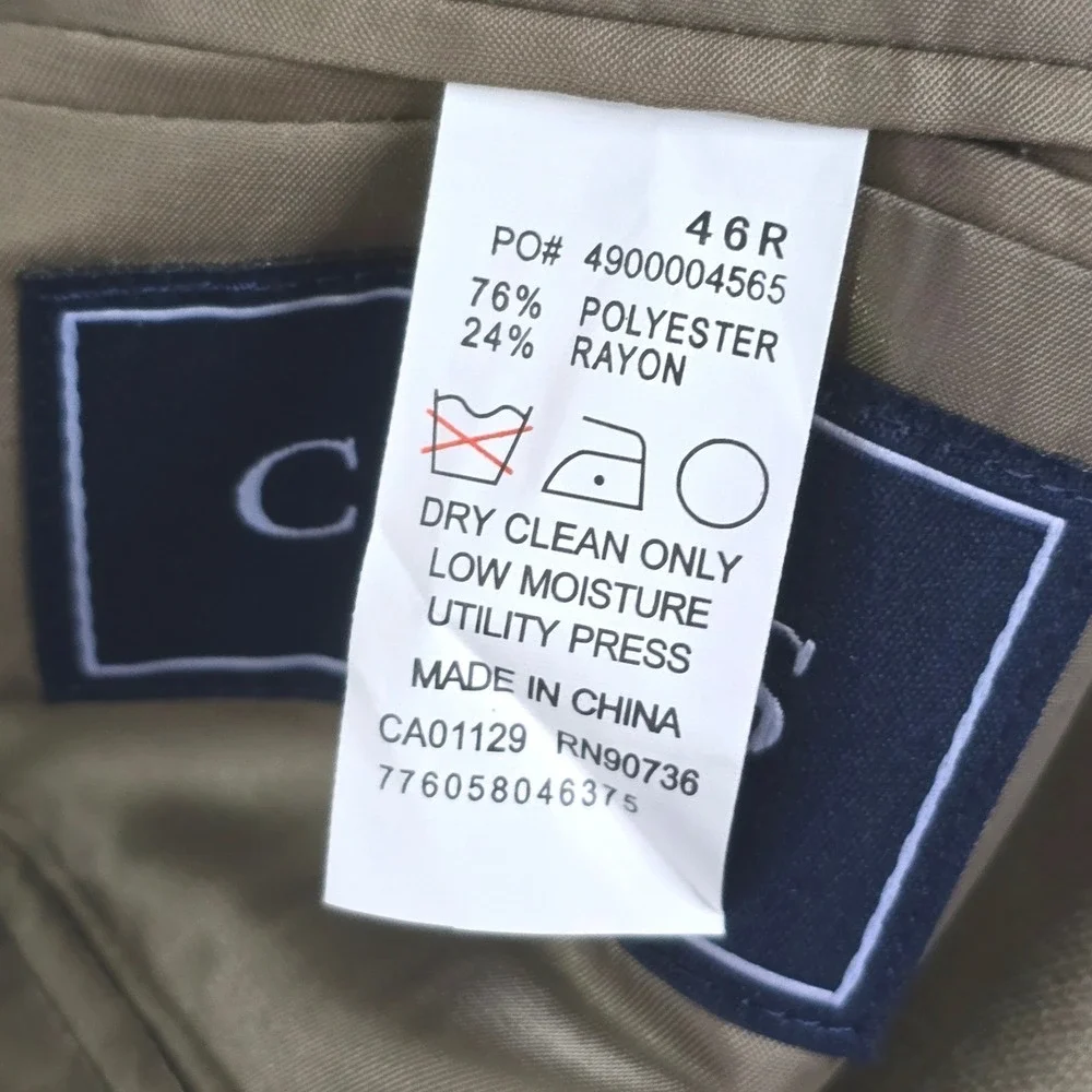 Chaps 46R Sport Coat Blazer‎ Tan Taupe Textured Weave 2 Button Flap Pockets